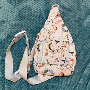 Vera Bradley Cream Backpack with Blue and Green Nautical Print